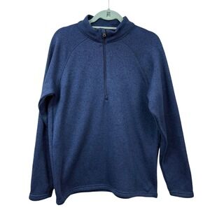 VTG 1946 Men's Blue Heathered Quarter Zip Pullover Fleece Sweatshirt Sz L
